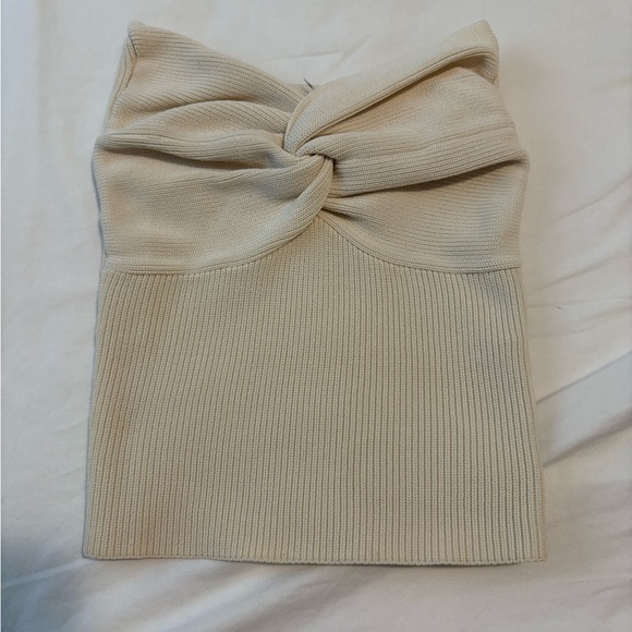 DISSH Cream Ribbed Twist Front Strapless Bandeau Top - Picture 2 of 3